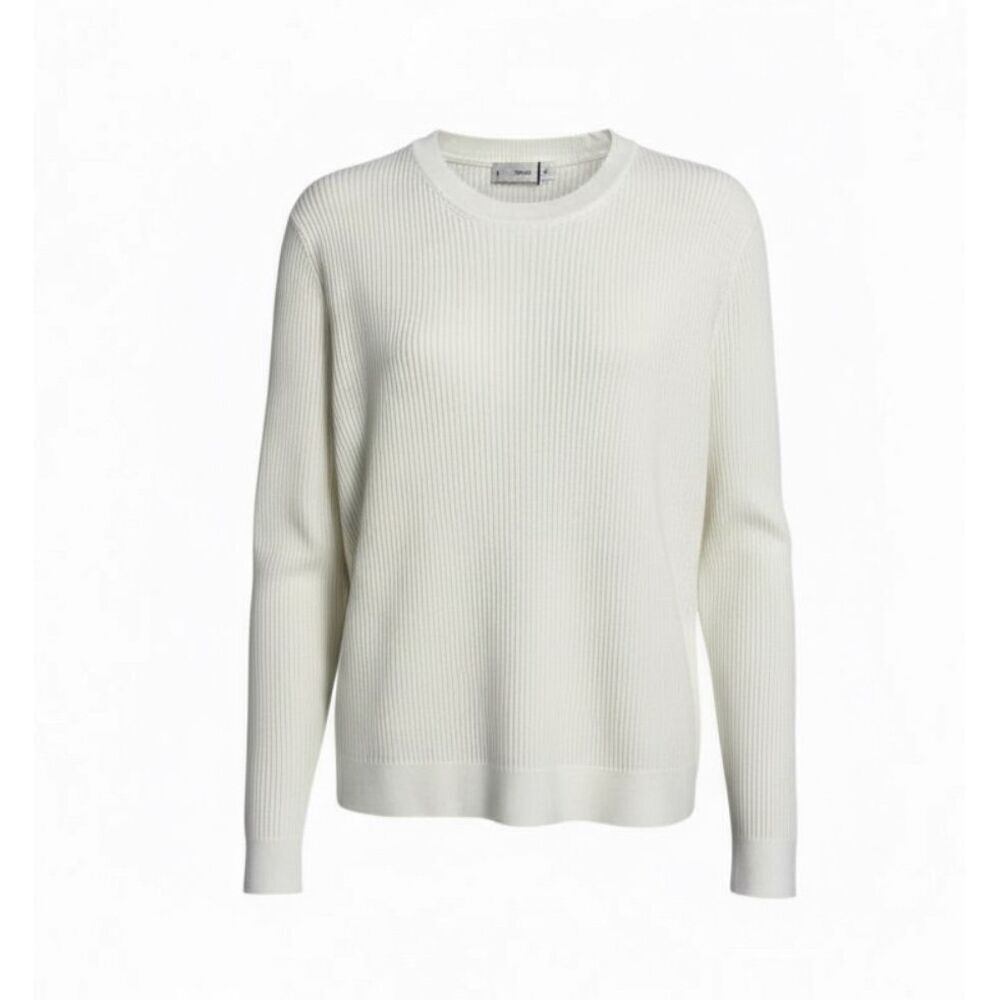 Mango NWT Knit Crew Neck Pullover Sweater White‎ Size Large